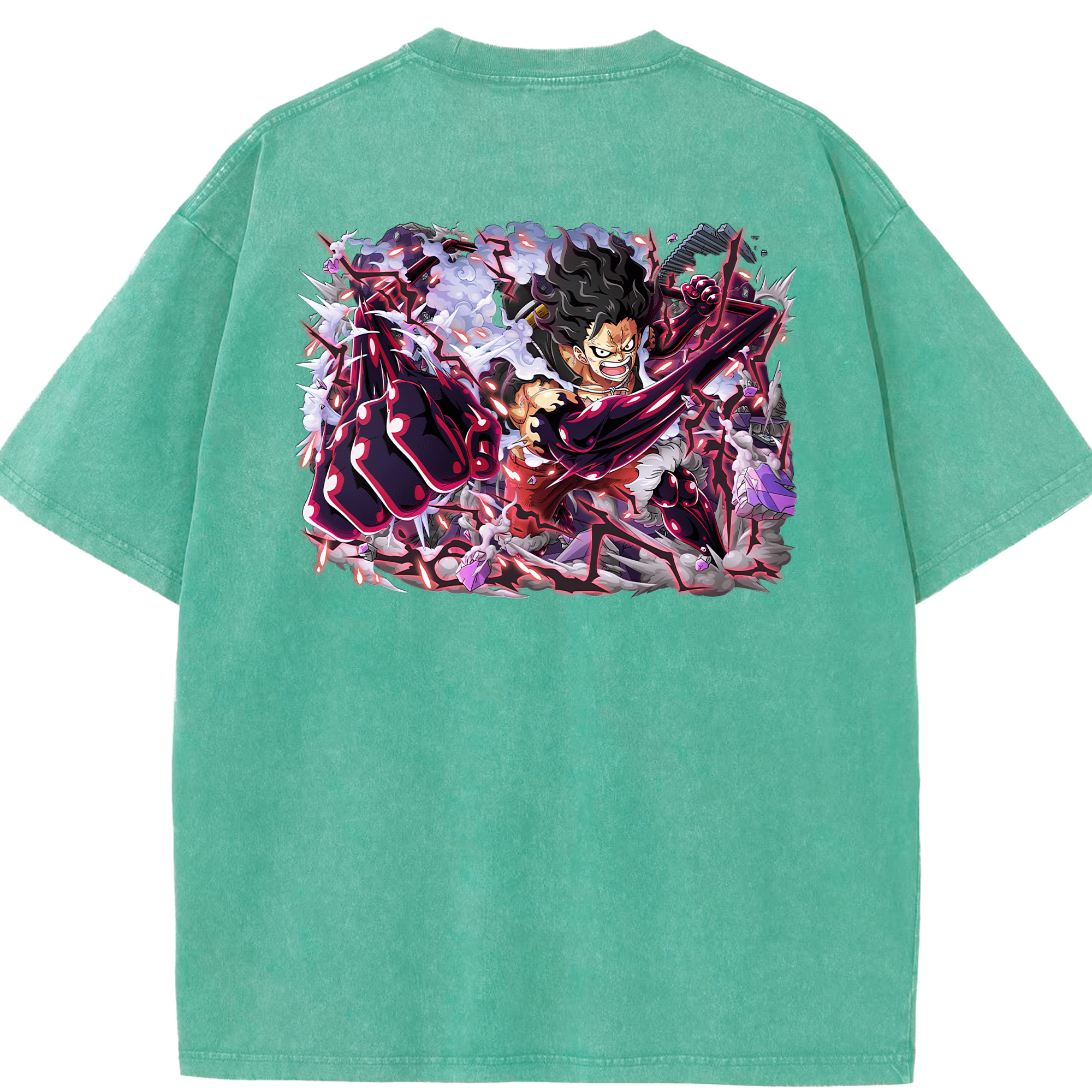 ワンピース モンキー・D・ルフィ ONE PIECE Monkey D. Luffy 綿100% ヴィンテージ風 半袖Tシャツ（背面プリント）